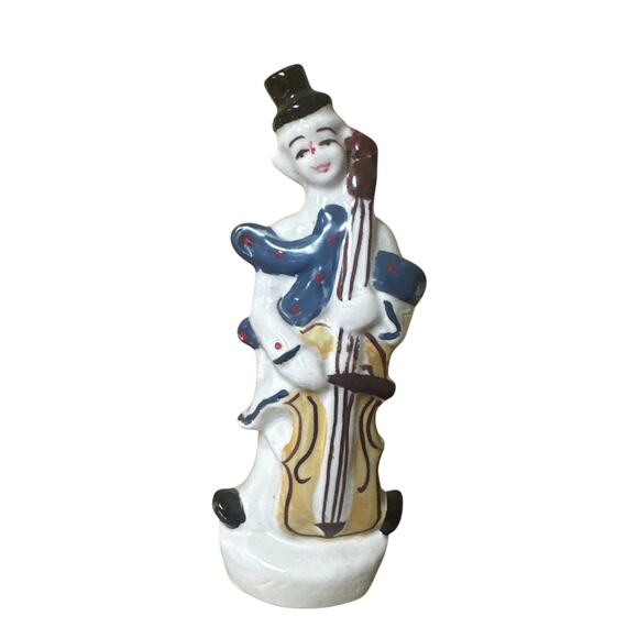 Vintage Clown Figurine Top Hat Cello 7 Inch - Picture 1 of 5
